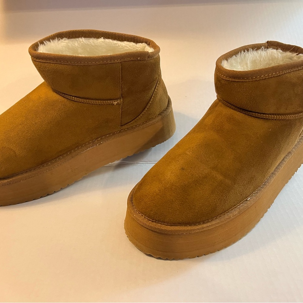 Hot Tomato Tan and White Plush Boots